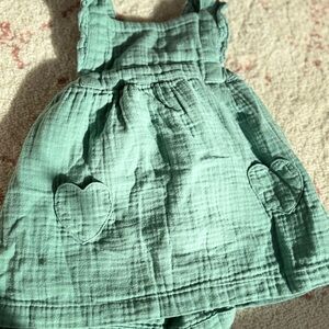 Baby Boden Green Sleeveless Dress with Heart Pockets